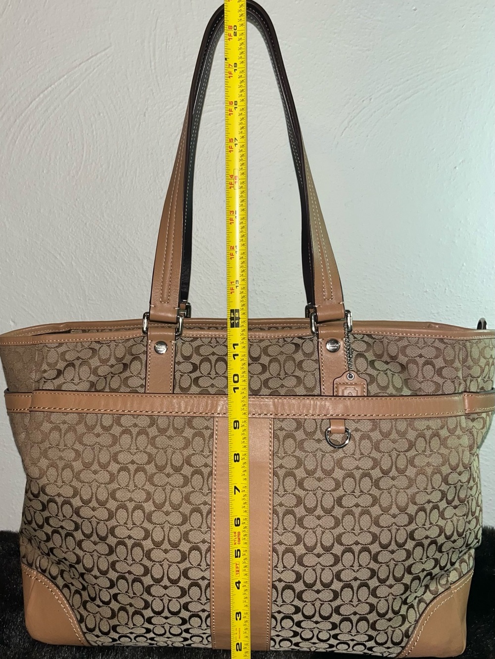 Coach Brown and Beige Signature Canvas Tote - Picture 4 of 14